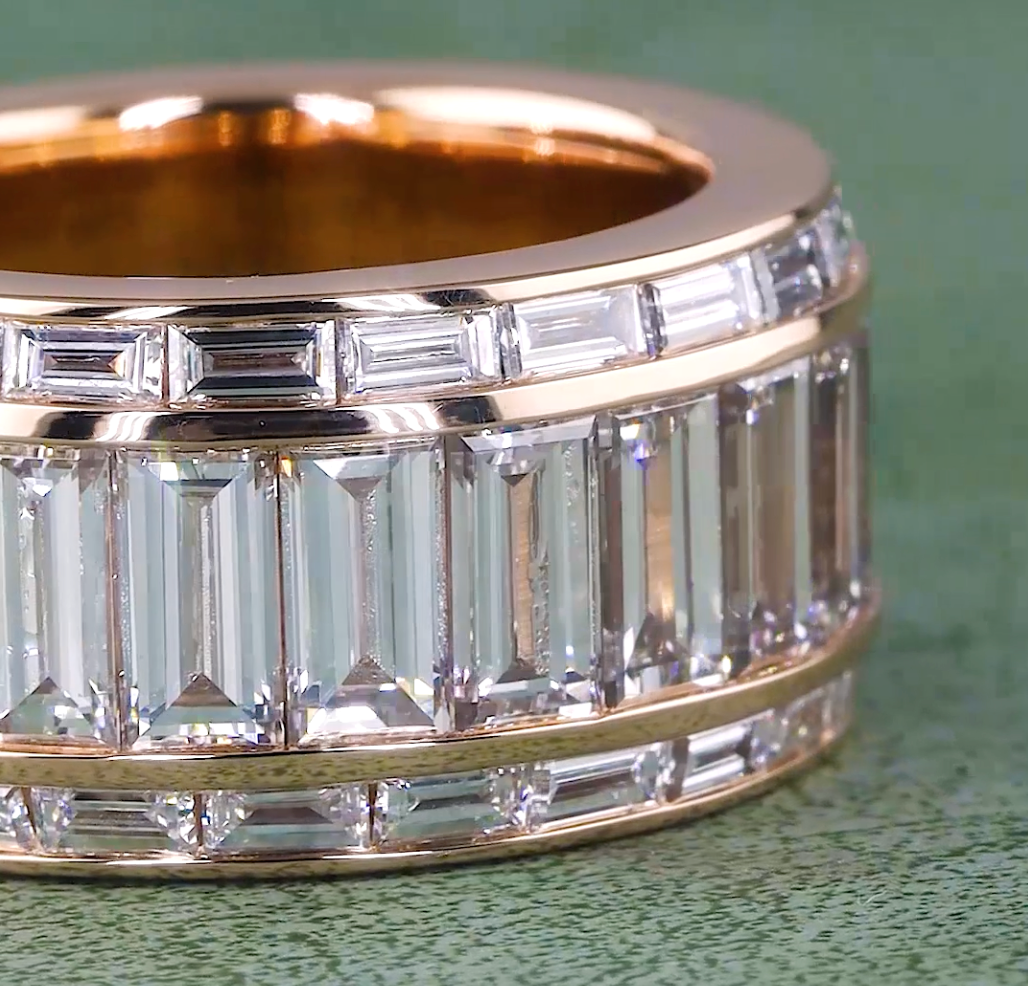 Baguette Cut Lab-Grown Diamond Statement Ring | 11.00 CT E VVS | Luxury Diamond Ring | Full Enternity Wedding Band