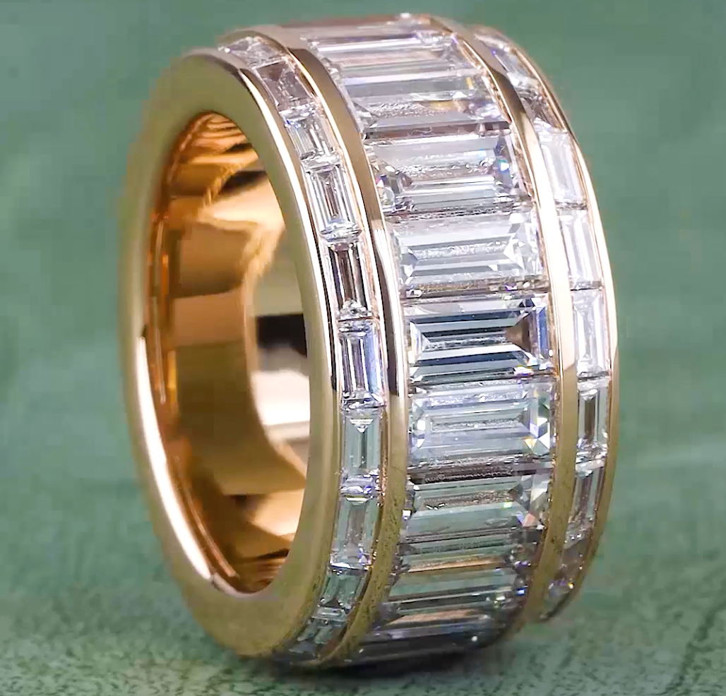 Baguette Cut Lab-Grown Diamond Statement Ring | 11.00 CT E VVS | Luxury Diamond Ring | Full Enternity Wedding Band