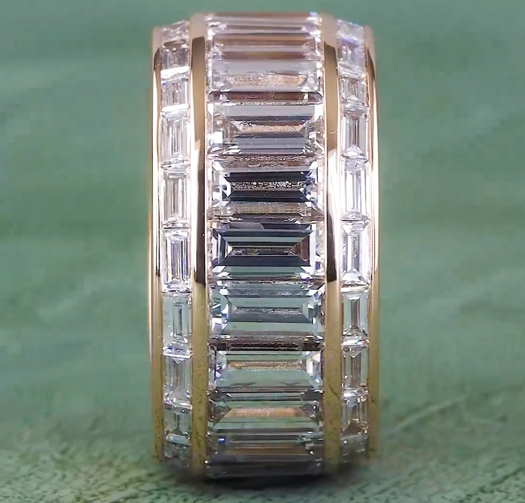 Baguette Cut Lab-Grown Diamond Statement Ring | 11.00 CT E VVS | Luxury Diamond Ring | Full Enternity Wedding Band