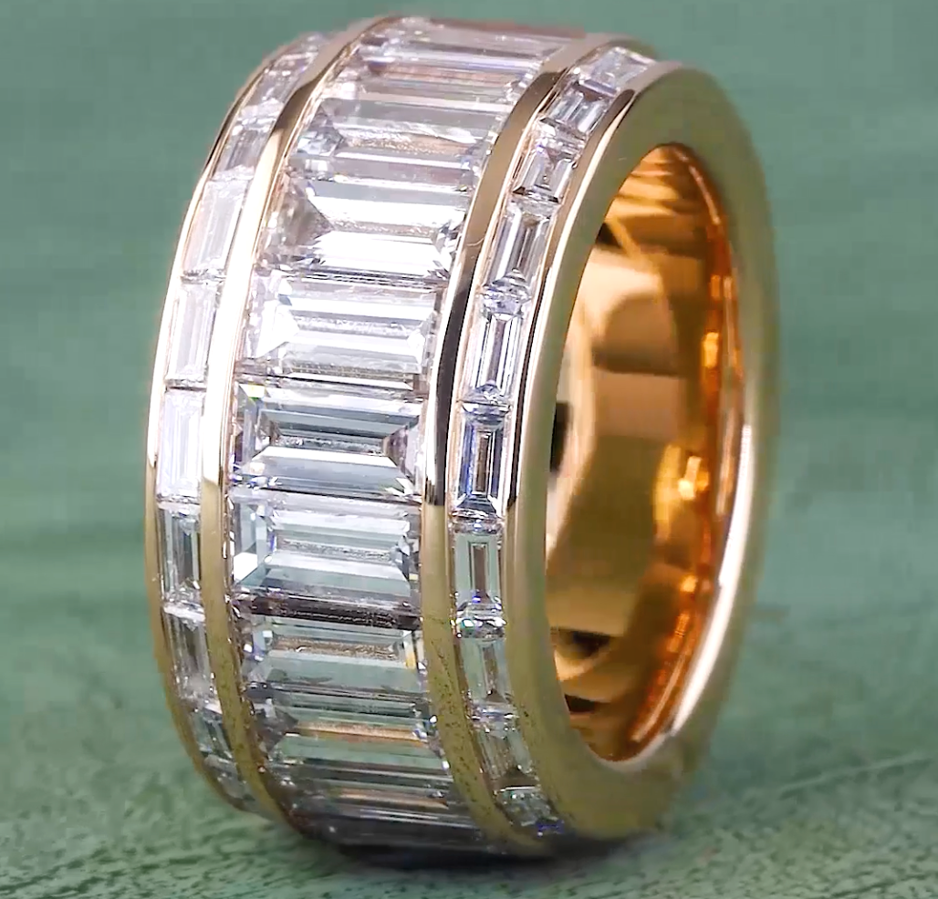 Baguette Cut Lab-Grown Diamond Statement Ring | 11.00 CT E VVS | Luxury Diamond Ring | Full Enternity Wedding Band