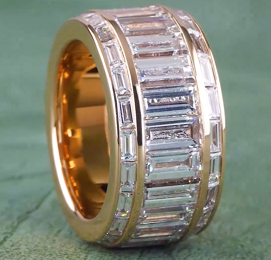 Baguette Cut Lab-Grown Diamond Statement Ring | 11.00 CT E VVS | Luxury Diamond Ring | Full Enternity Wedding Band