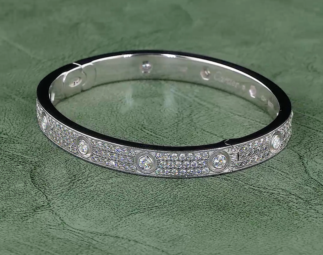 Round Cut Lab Grown Diamond Bangle Bracelet in Gold & Platinum | 4.15 CT EF-VS Diamonds | Elegant Luxury Jewelry