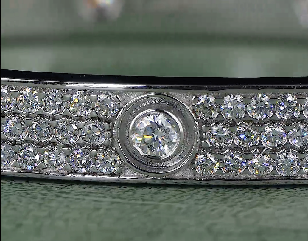 Round Cut Lab Grown Diamond Bangle Bracelet in Gold & Platinum | 4.15 CT EF-VS Diamonds | Elegant Luxury Jewelry