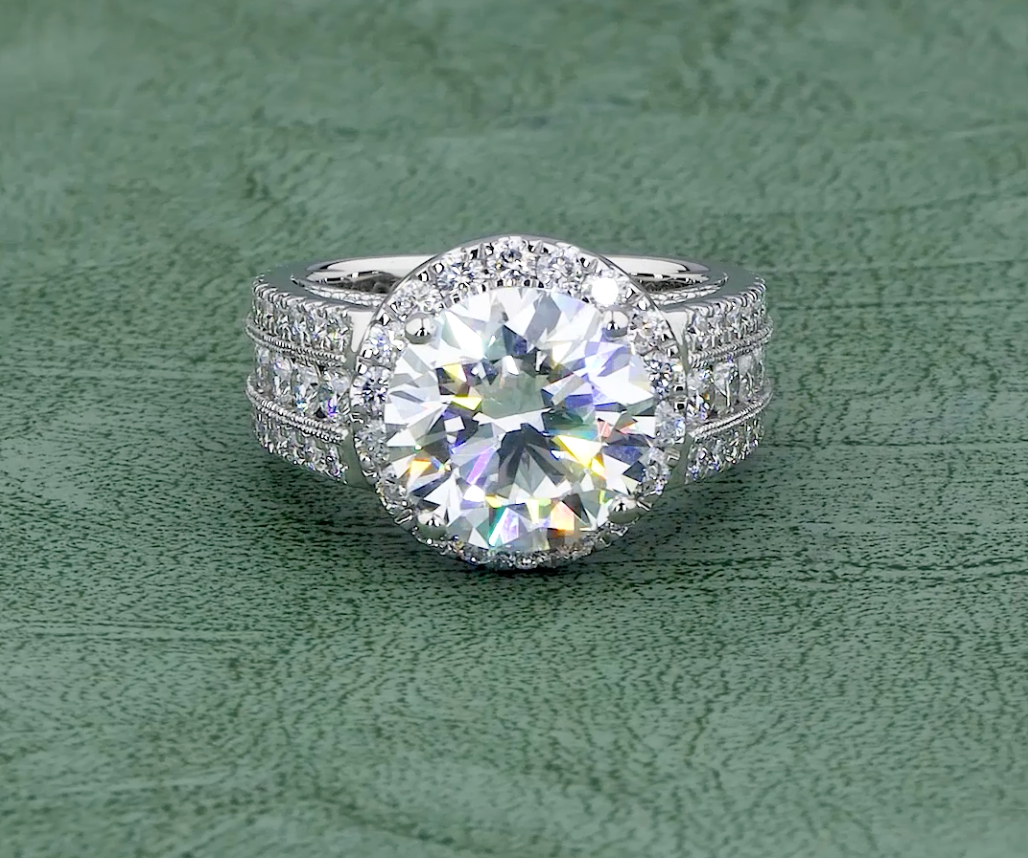 8.02 CT Round Cut Lab Grown Diamond Ring | 10.41 CT E VS1 IGI Certified Halo Ring | Engagement Ring For Her
