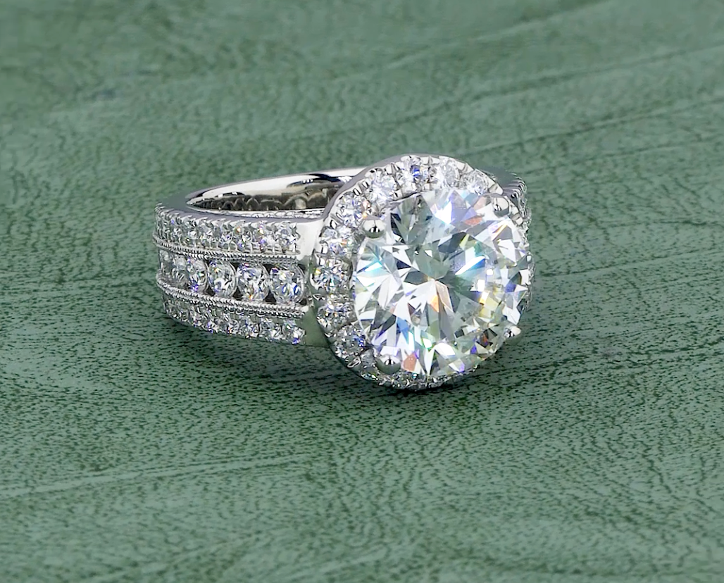 8.02 CT Round Cut Lab Grown Diamond Ring | 10.41 CT E VS1 IGI Certified Halo Ring | Engagement Ring For Her