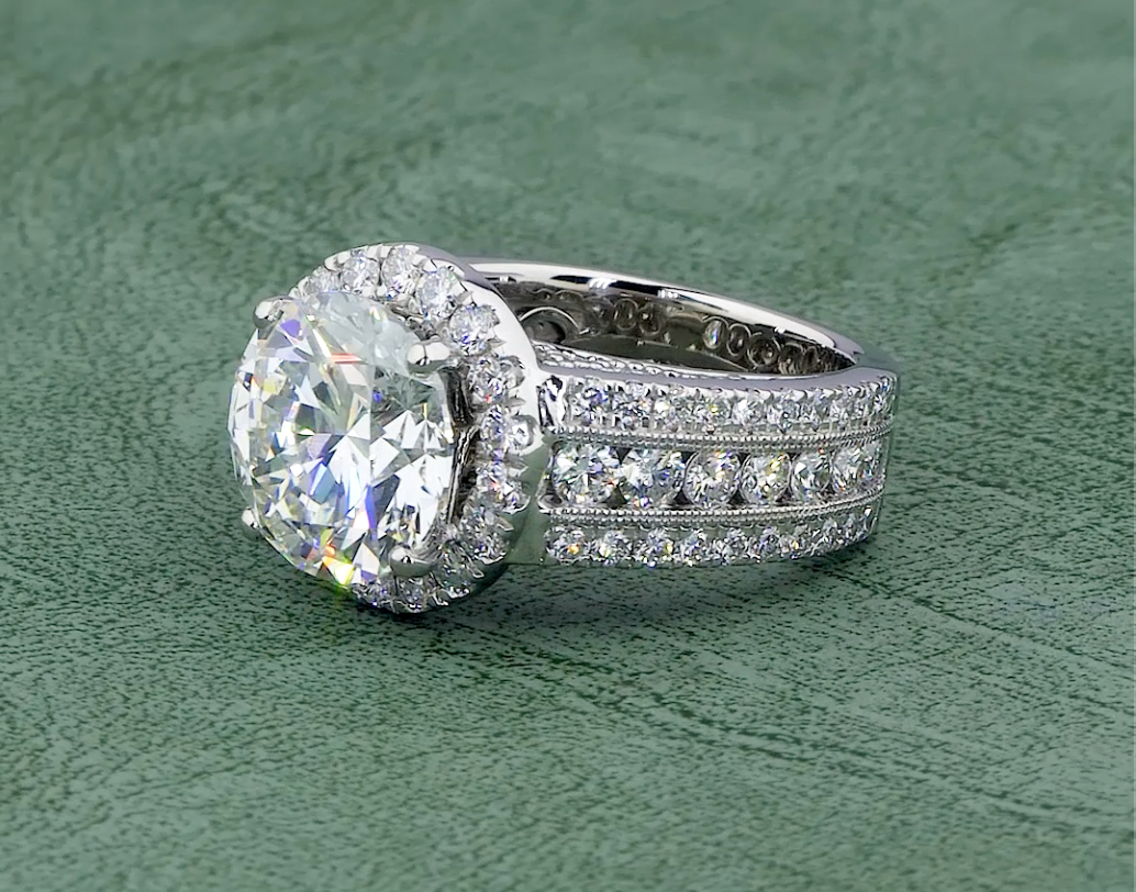8.02 CT Round Cut Lab Grown Diamond Ring | 10.41 CT E VS1 IGI Certified Halo Ring | Engagement Ring For Her