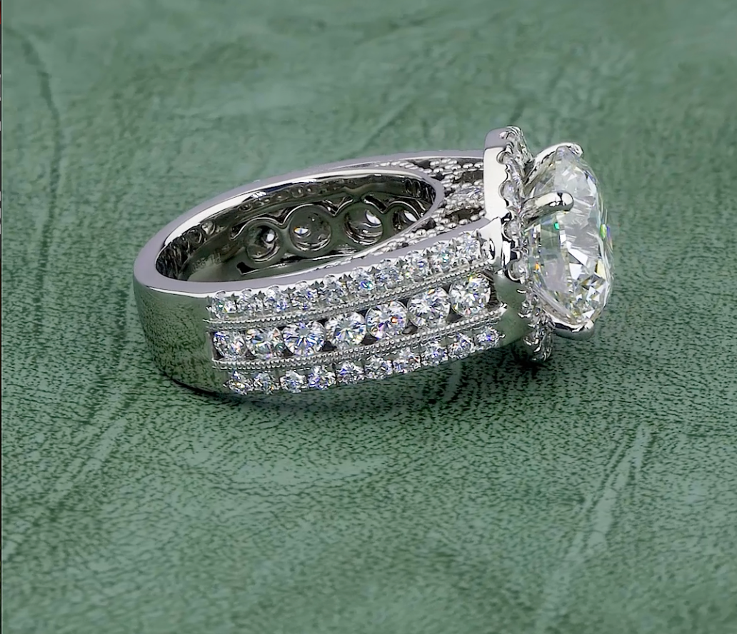 8.02 CT Round Cut Lab Grown Diamond Ring | 10.41 CT E VS1 IGI Certified Halo Ring | Engagement Ring For Her