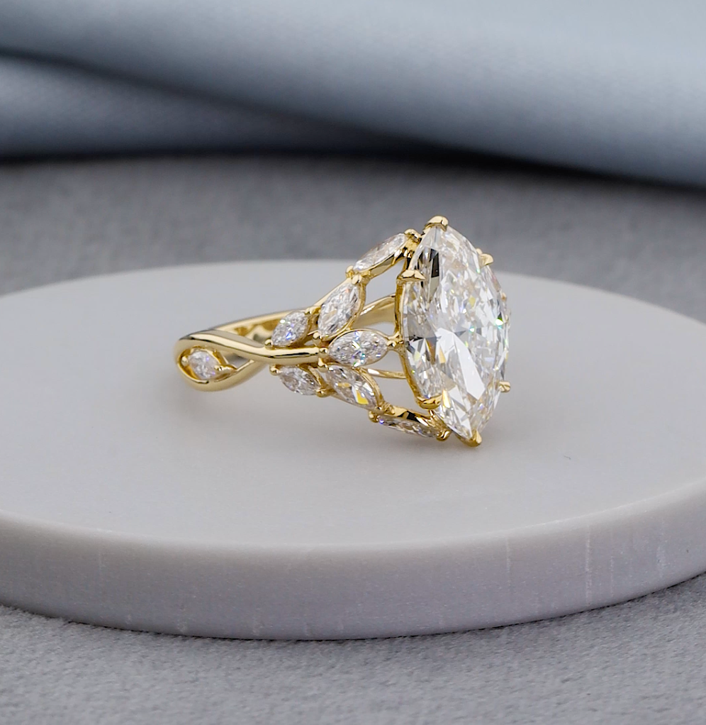 3.32 CTW Marquise Cut Lab-Grown Diamond Engagement Ring | IGI Certified | Gold & Platinum