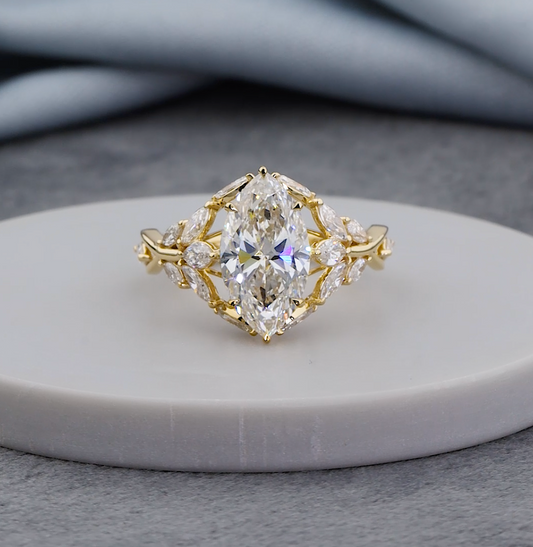 3.32 CTW Marquise Cut Lab-Grown Diamond Engagement Ring | IGI Certified | Gold & Platinum