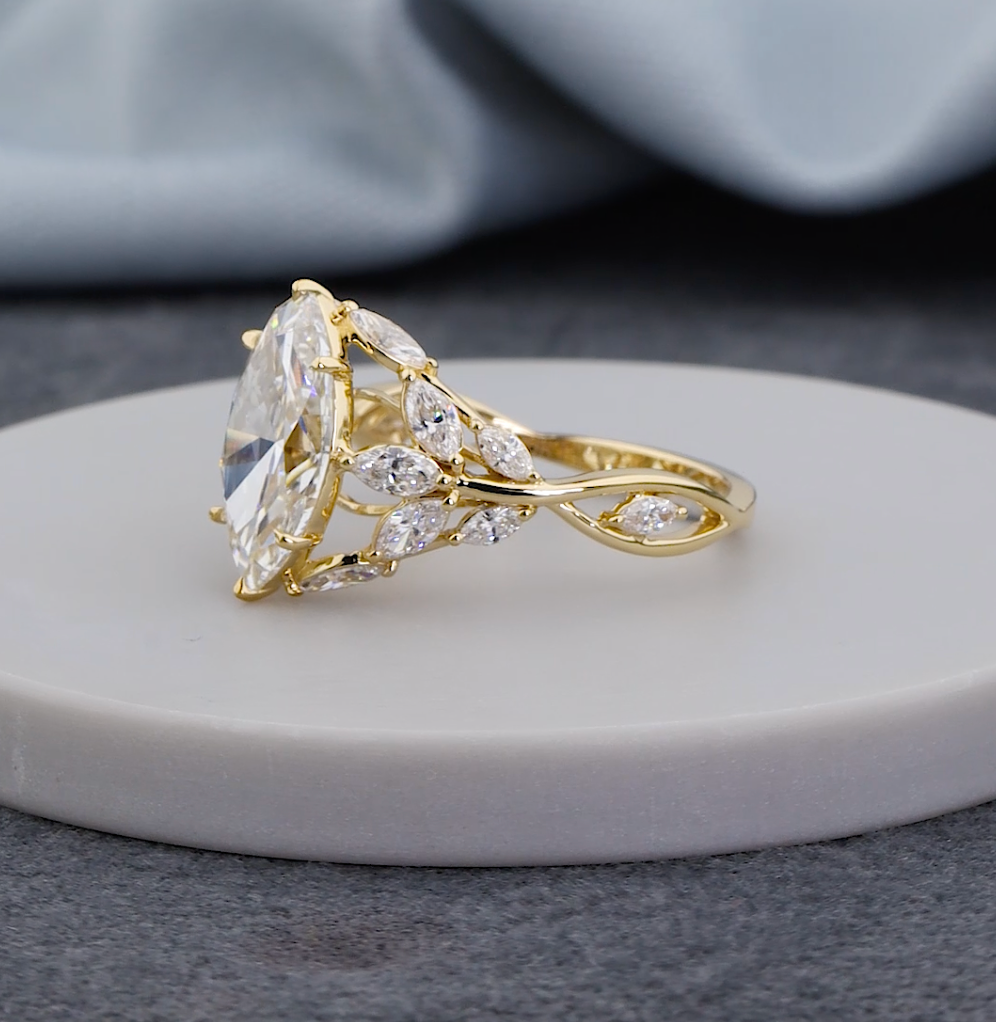 3.32 CTW Marquise Cut Lab-Grown Diamond Engagement Ring | IGI Certified | Gold & Platinum