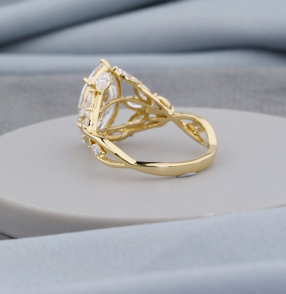 3.32 CTW Marquise Cut Lab-Grown Diamond Engagement Ring | IGI Certified | Gold & Platinum