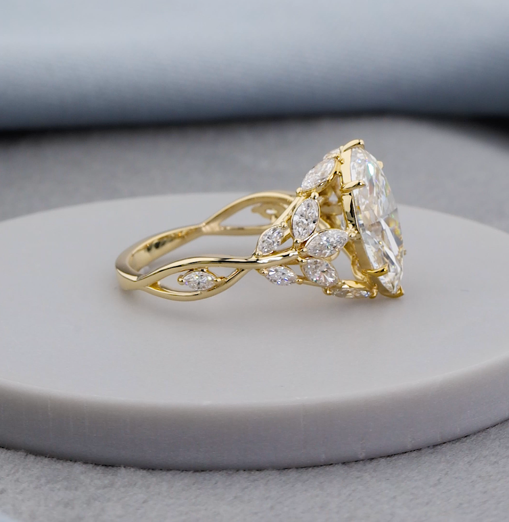 3.32 CTW Marquise Cut Lab-Grown Diamond Engagement Ring | IGI Certified | Gold & Platinum