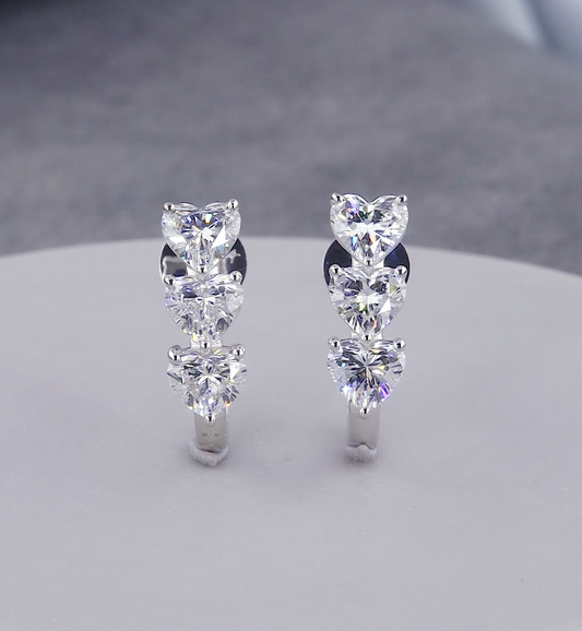 1.25 CTW Heart Cut Lab-Grown Diamond Hoop Earrings | IGI Certified | Gold & Platinum