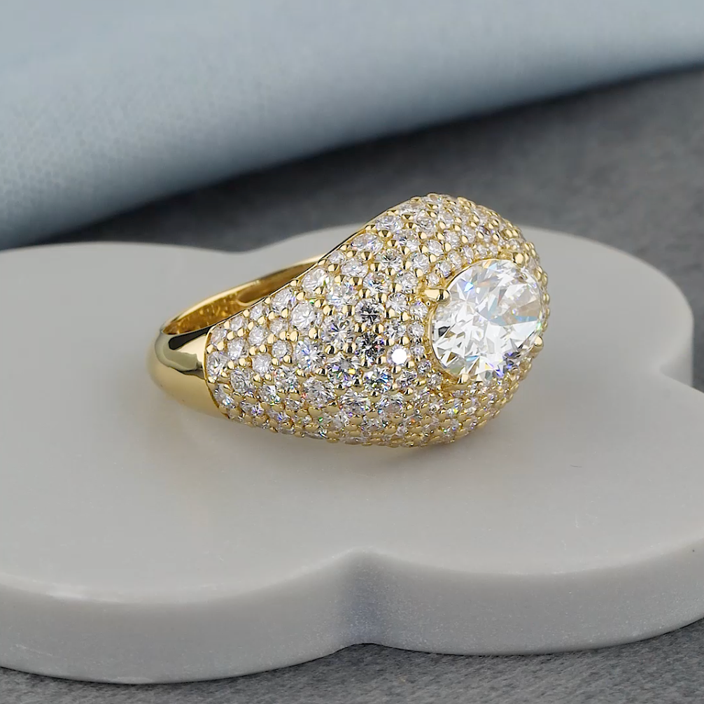 4.27 CTW Oval Lab-Grown Diamond Pavé Dome Ring | IGI Certified | Gold & Platinum