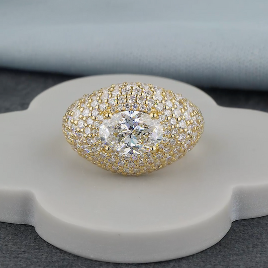 4.27 CTW Oval Lab-Grown Diamond Pavé Dome Ring | IGI Certified | Gold & Platinum