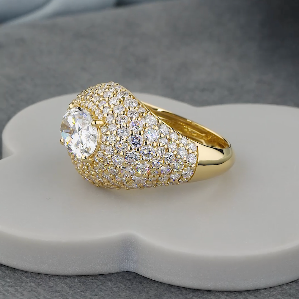 4.27 CTW Oval Lab-Grown Diamond Pavé Dome Ring | IGI Certified | Gold & Platinum