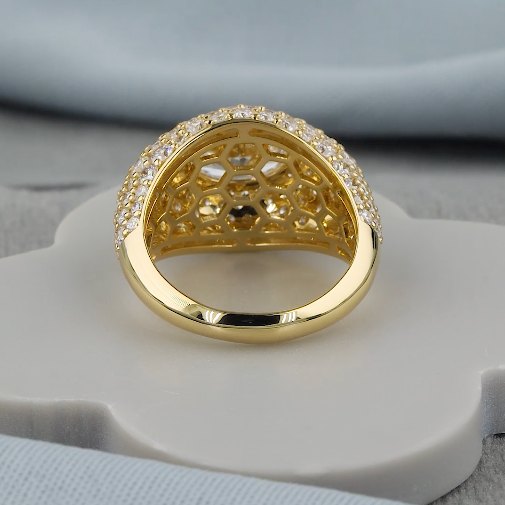 4.27 CTW Oval Lab-Grown Diamond Pavé Dome Ring | IGI Certified | Gold & Platinum