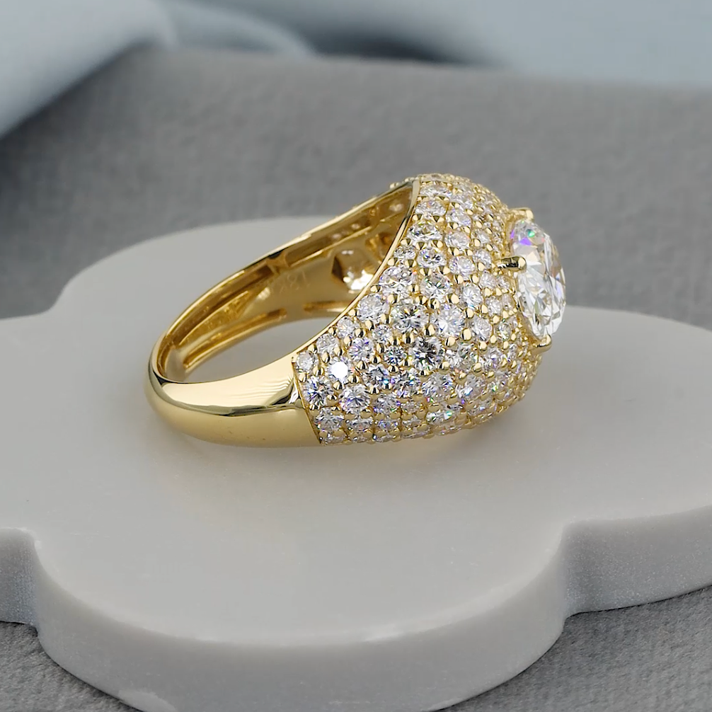 4.27 CTW Oval Lab-Grown Diamond Pavé Dome Ring | IGI Certified | Gold & Platinum