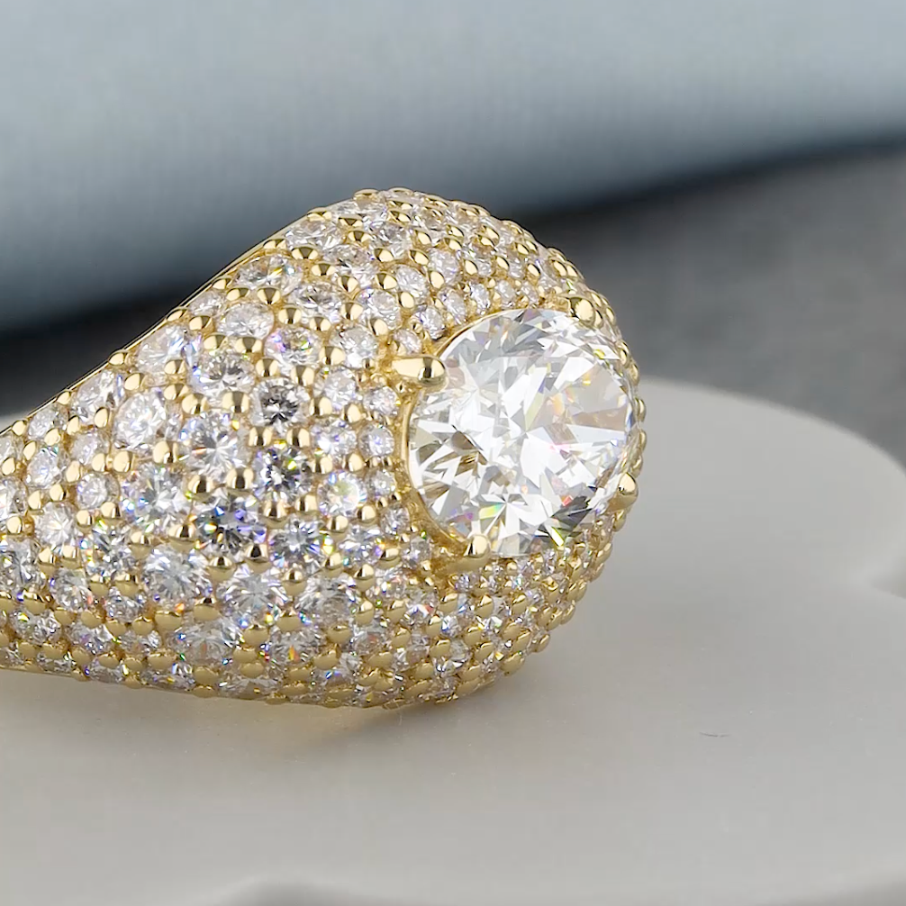 4.27 CTW Oval Lab-Grown Diamond Pavé Dome Ring | IGI Certified | Gold & Platinum