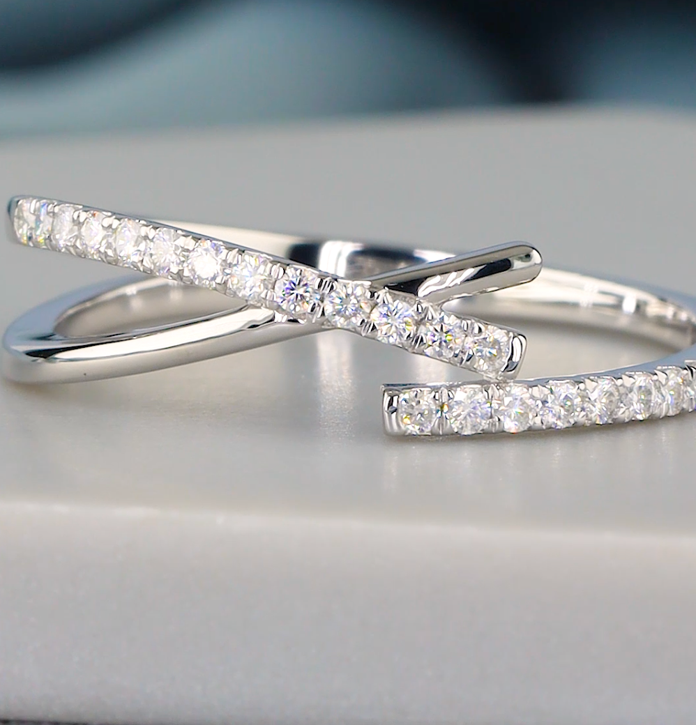 0.25 CTW Round Cut Lab-Grown Diamond Bypass Ring | IGI Certified | Gold & Platinum