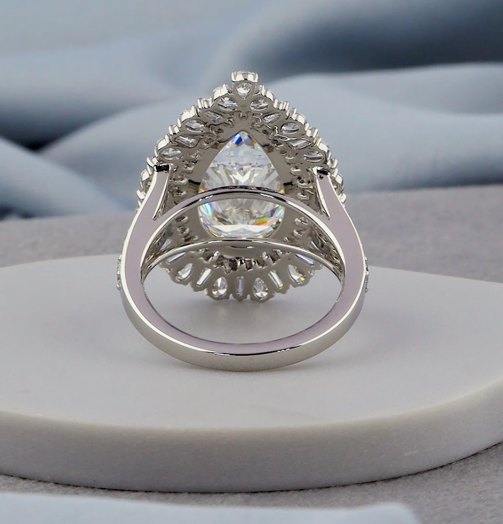 7.20 CTW Pear Cut Lab-Grown Diamond Engagement Ring | Baguette & Pear Accents | IGI Certified