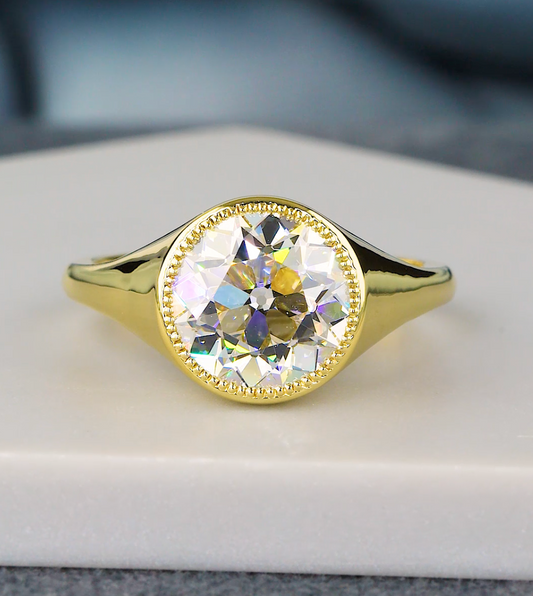 Old Mine Round Cut Lab-Grown Diamond Solitaire Engagement Ring – 3.00 CTW, IGI Certified