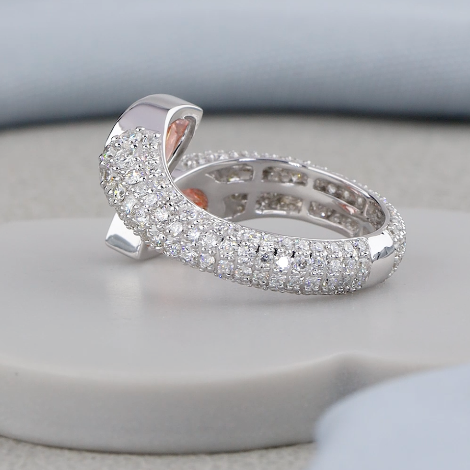 3.10 CT Pink Pear & Round Lab Grown Diamond Toi et Moi Ring | E VS1 IGI Certified Engagement Ring