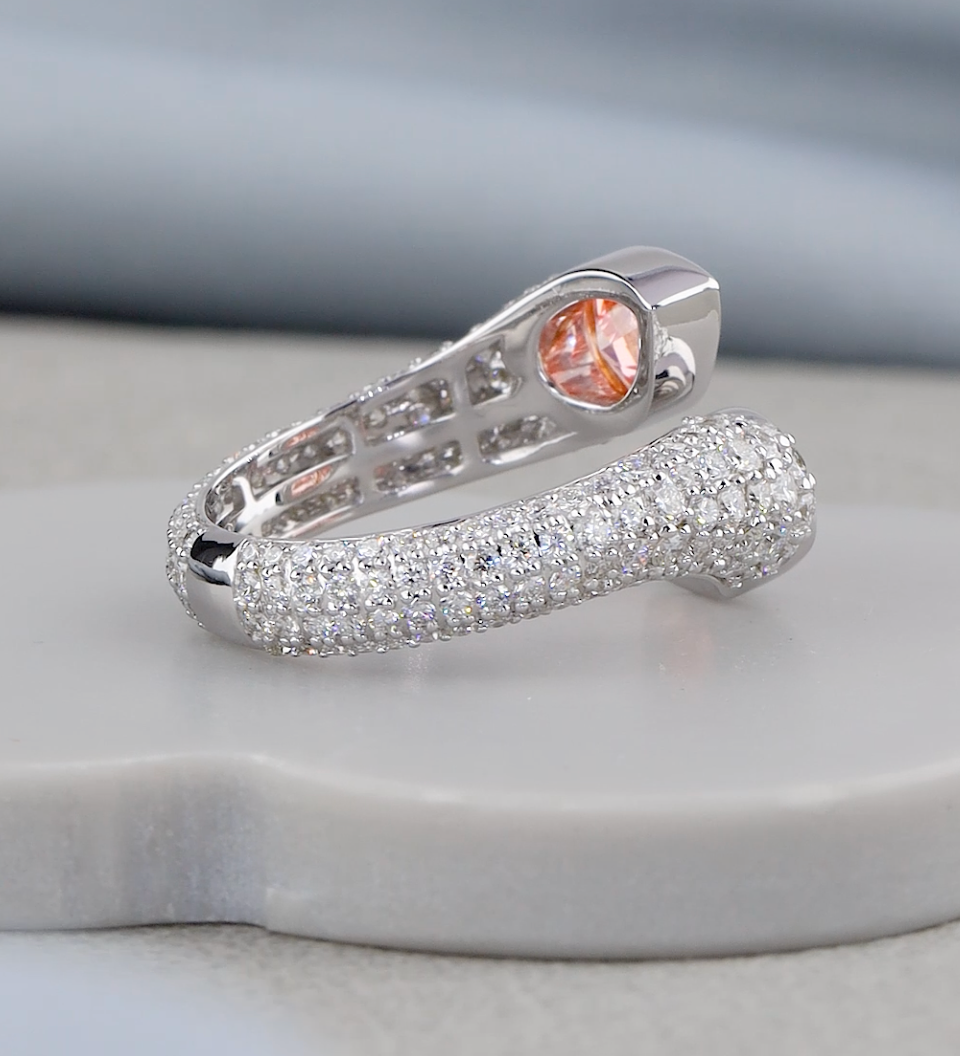 3.10 CT Pink Pear & Round Lab Grown Diamond Toi et Moi Ring | E VS1 IGI Certified Engagement Ring