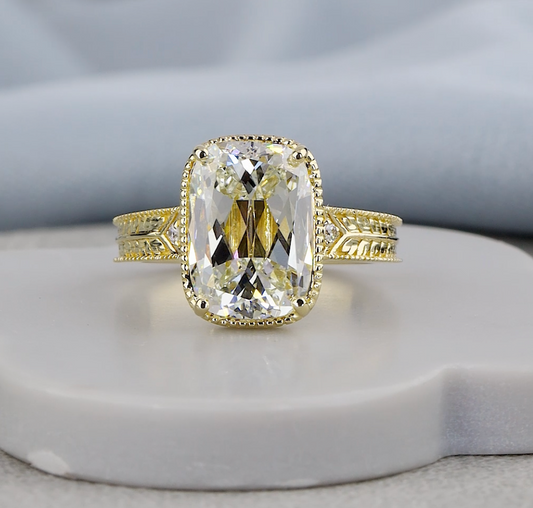 4.08 CTW Old Mine Cut Lab-Grown Diamond Vintage Engagement Ring | IGI Certified | Gold & Platinum