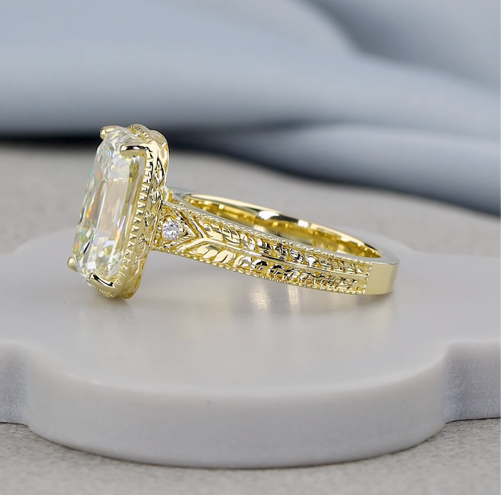 4.08 CTW Old Mine Cut Lab-Grown Diamond Vintage Engagement Ring | IGI Certified | Gold & Platinum