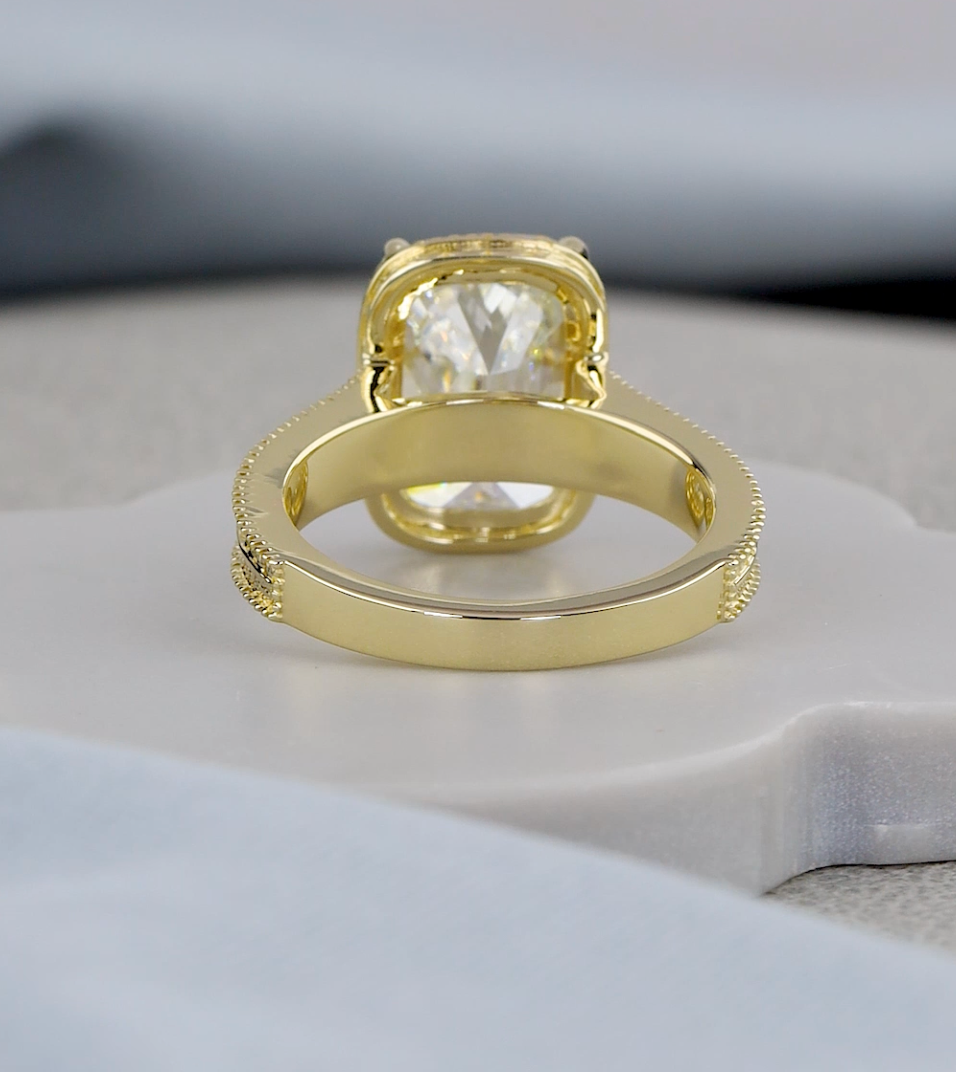 4.08 CTW Old Mine Cut Lab-Grown Diamond Vintage Engagement Ring | IGI Certified | Gold & Platinum