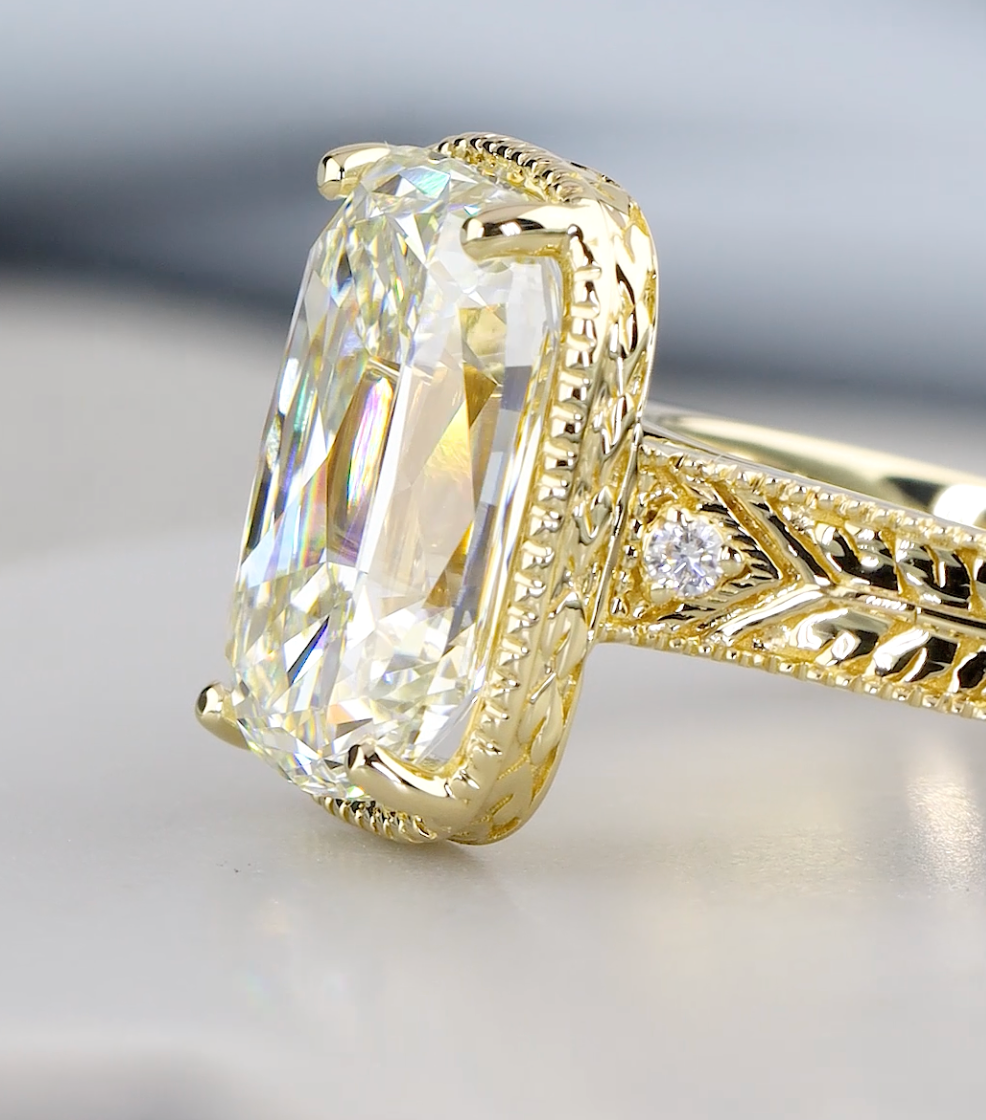 4.08 CTW Old Mine Cut Lab-Grown Diamond Vintage Engagement Ring | IGI Certified | Gold & Platinum