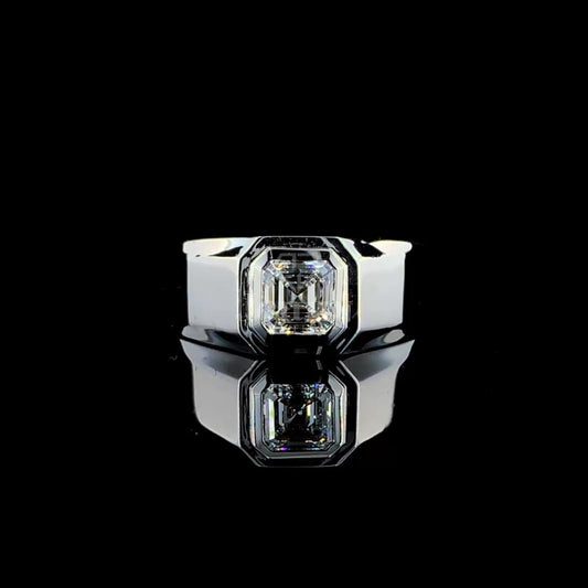 Asscher Cut Solitaire Men’s Ring