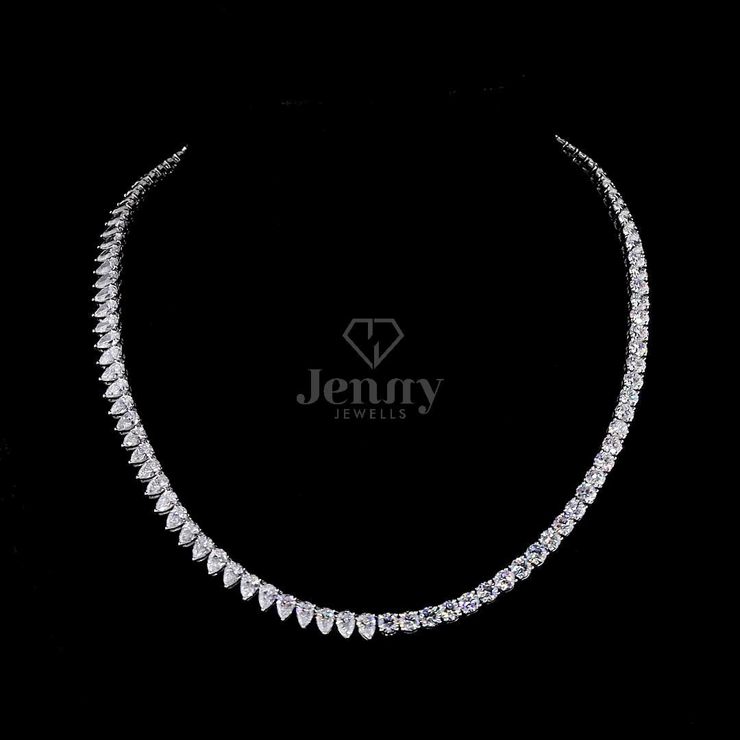 Pear & Round Diamond Necklace - JENNY JEWELLS