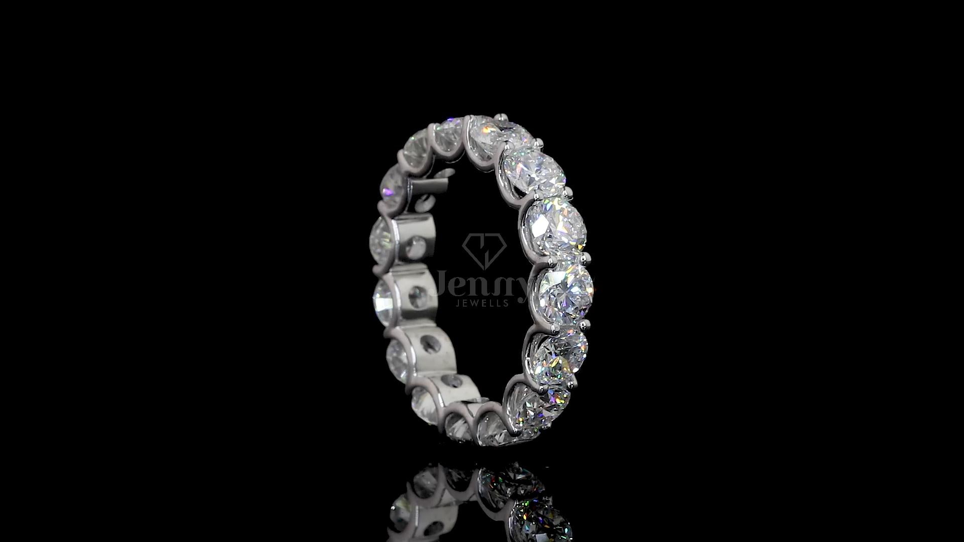 Elegant 5.25 Ct lab-grown diamond eternity ring with 15 VVS E-F diamonds in 14K or 18K gold – Jenny Jewells
