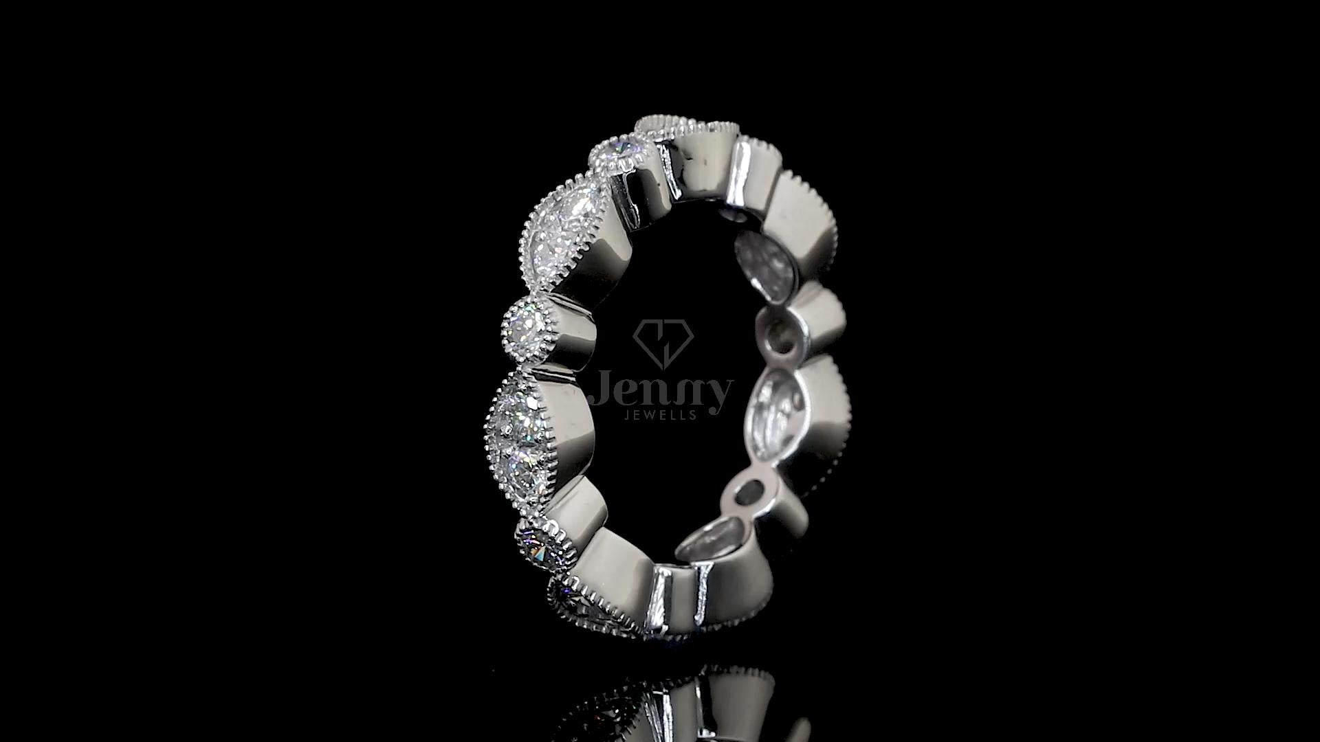 2.10 Ct marquise-style eternity ring featuring 21 round lab-grown diamonds in 14K or 18K gold – Jenny Jewells