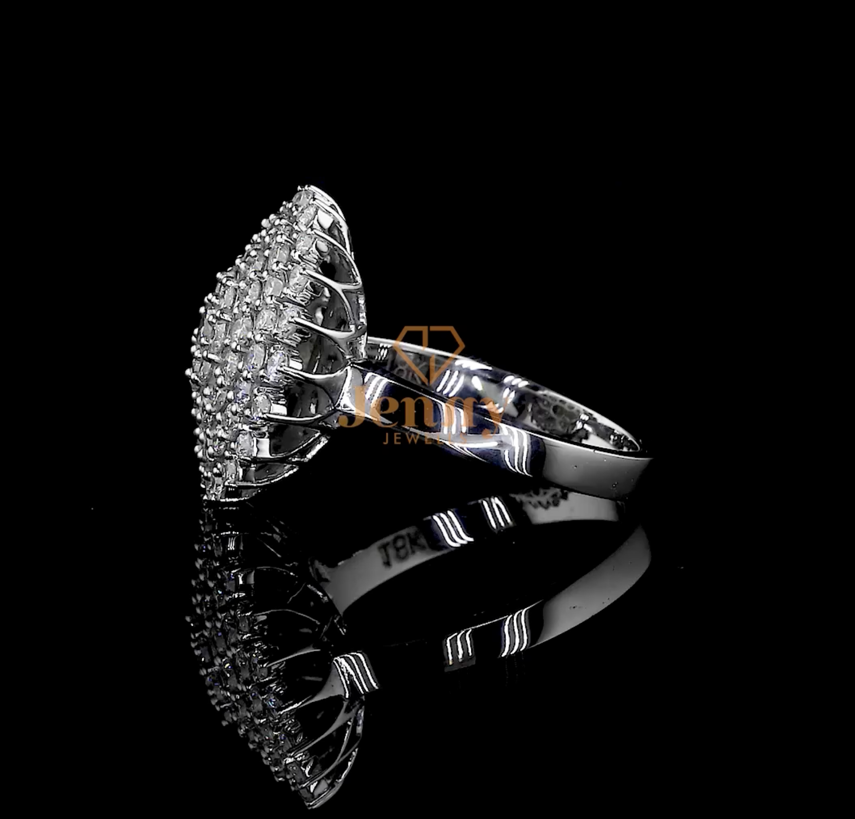 Sunburst-inspired diamond ring featuring a round center stone, accent diamonds, and a premium gold band available in white, yellow, or rose gold.