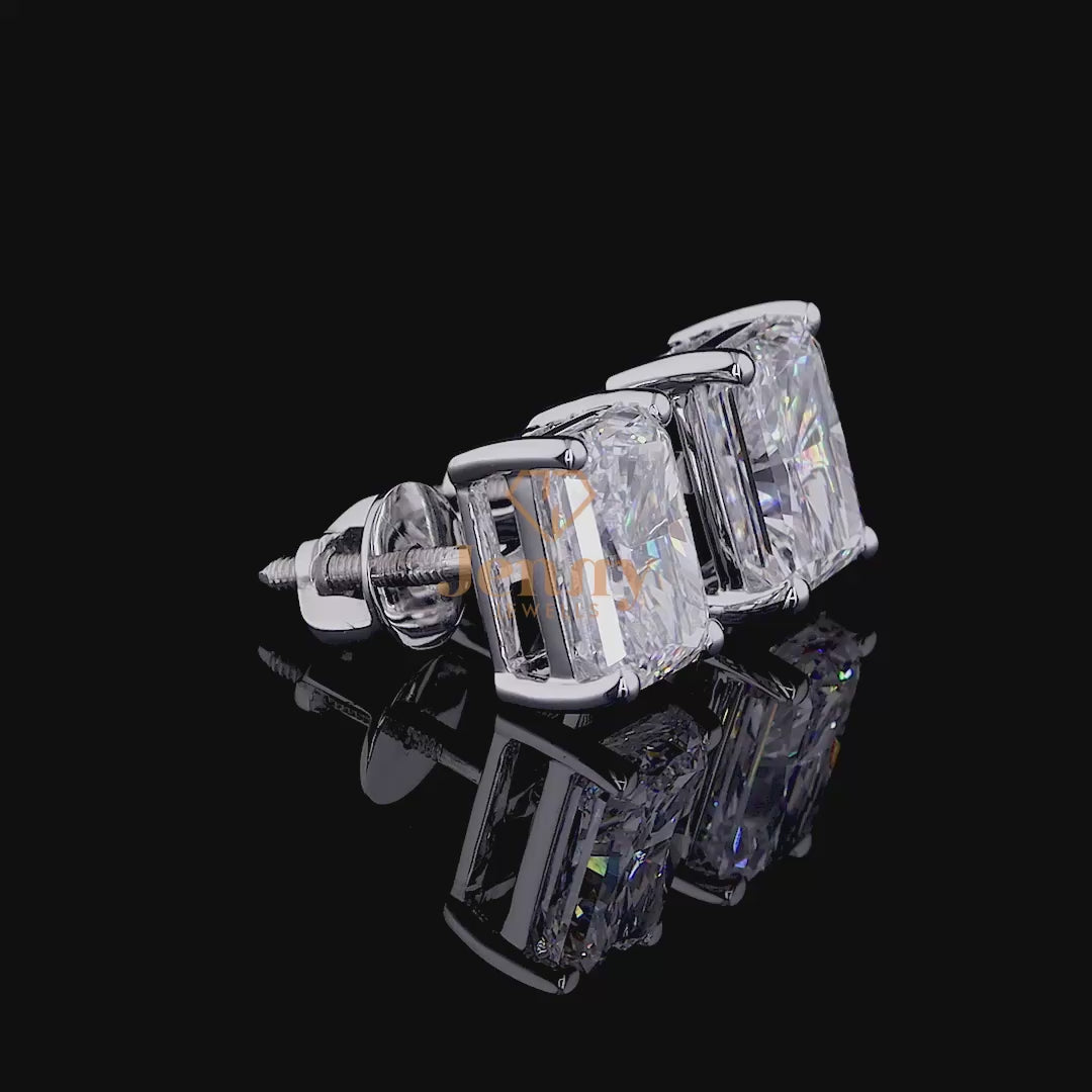 Radiant Diamond Earrings with a 4.00 CT radiant-cut diamond set in white, yellow, or rose gold. A sophisticated and timeless jewelry piece designed for brilliance and refinement.