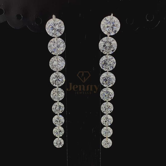 Graduated Diamond Earrings with lab-grown diamonds set in white, yellow, or rose gold. A luxurious and elegant jewelry piece designed for brilliance and sophistication.