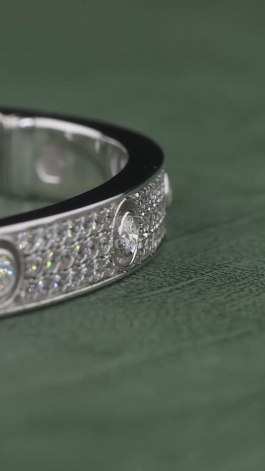 Round Cut Lab Grown Diamond Bangle Bracelet in Gold & Platinum | 4.15 CT EF-VS Diamonds | Elegant Luxury Jewelry