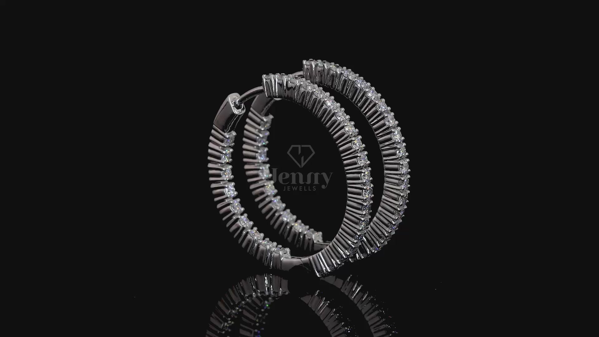 Elegant lab-grown diamond bangle hoop earrings featuring 56 diamonds and 0.78ct total weight in 14K/18K gold
