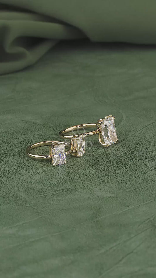 Imperial Trinity 9.08 Carat IGI Certified Emerald Cut Diamond Ring | Jenny Jewells