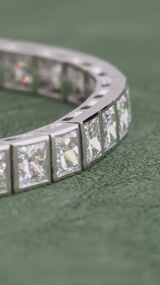 Princess Cut Lab Grown Diamond Tennis Bracelet | 20.00 CT EF-VVS Diamonds | Luxury Diamond Bracelet in Gold & Platinum