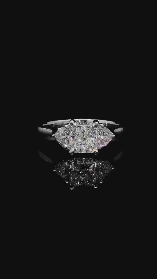 0.90 CT Radiant Cut Lab Grown Diamond Ring | 1.35 CT E VS Three-Stone Ring | IGI Certified | engagement ring for her