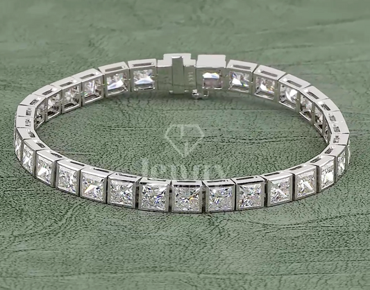 Princess Cut Lab Grown Diamond Tennis Bracelet | 20.00 CT EF-VVS Diamonds | Luxury Diamond Bracelet in Gold & Platinum