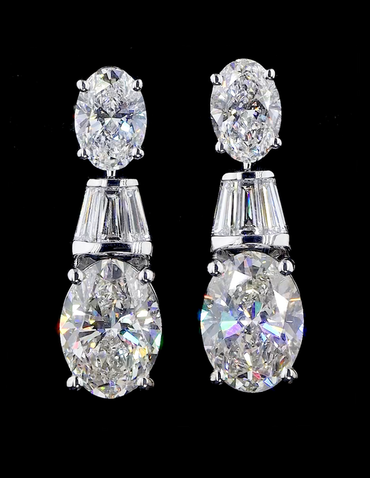 Oval Cut Lab Grown Diamond Drop Earrings | 9.00 CT E VS Diamond Luxury Earrings | IGI Certified Anniversary Gift For her