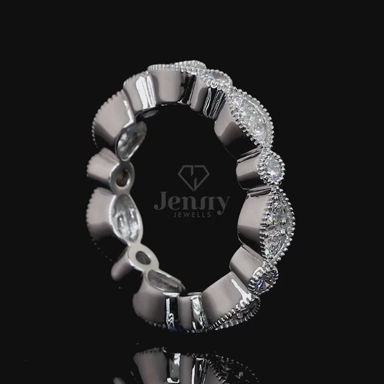 2.10 Ct marquise-style eternity ring featuring 21 round lab-grown diamonds in 14K or 18K gold – Jenny Jewells