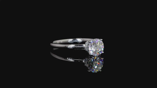 Solitaire diamond stud ring in white gold with halo accents, featuring 1.08 CT total diamond weight – Jenny Jewells