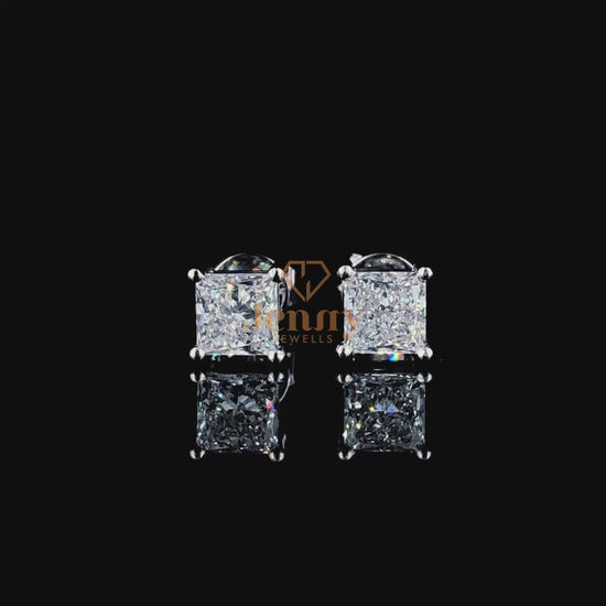 Timeless princess-cut stud earrings with lab-grown diamonds set in 14K gold, perfect for everyday elegance