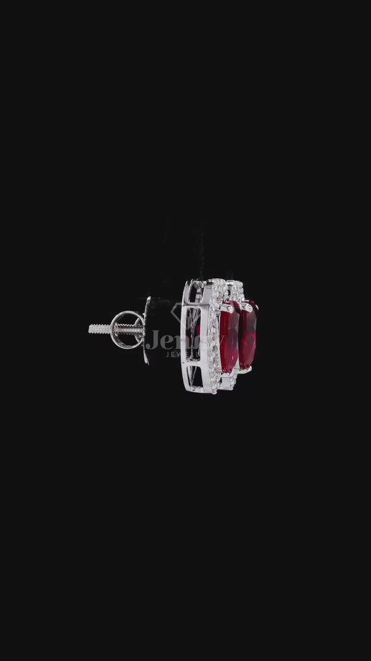 3.87 CT Heart Cut Pink Gemstone Earrings | 4.42 CT E VVS2 Diamond Halo Earrings | IGI Certified | Heart Cut Pink Gemstone Halo Diamond Earrings